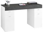Schreibtisch INOSIGN "Sliding" Tische Gr. B/H/T: 130 cm x 75 cm x 60 cm, schwarz-weiß (weiß hochglanz, schiefer, schiefer) Schreibtische Tischplatte ausziehbar