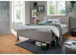 Futonbett WIEMANN "Monaco, 4-fache Liegehöhenverstellung", grau (kieselgrau, dekor, leisten in chrom), B:149cm L:218cm, Betten, Futonbett, mit stilvollem Holzkopfteil, Made in Germany