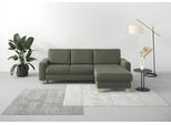 Ecksofa HOME AFFAIRE "Summer L-Form", grün (olive), B:249cm H:91cm T:164cm, 95% Polyester, 5% Polyamid, Sofas, Ecksofa, mit Recamiere, mit oder ohne Bettfunktion und Bettkasten, Cord-Bezug