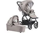 Kombi-Kinderwagen GESSLEIN "FX4 Soft+ mit Aufsatz Classic schwarz/schwarz, steingrau", Baby, grau (steingrau), Kinderwagen, mit Babywanne Cx3 und Babyschalenadapter