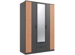Drehtürenschrank WIMEX "Lübeck", schwarz (front und korpus graphit, absetzung akustiklamellen, nachbildung in artisan eiche nachbildung), B:135cm H:199cm T:58cm, Holzwerkstoff, Schränke, Drehtürenschrank, Akustiklamellen Optik, mit Spiegeltüren, 135 oder 180cm breit
