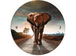 Artland Wanduhr »Ein Elefant läuft auf der Strasse«, wahlweise mit Quarz- oder Funkuhrwerk, lautlos ohne Tickgeräusche