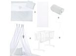 Stubenbett ROBA "Komplettwiegenset, Heartbreaker", Baby, Gr. Liegefläche B/L: 40cm x 90cm, kein Härtegrad, weiß, Holz, Textil, Babybetten, mit Komplettausstattung