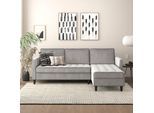 Ecksofa DOREL HOME "Presley, L-Form", grau, B:213cm H:83cm T:154cm, Veloursstoff 100% Polyester, Sofas, Ecksofa, Ecksofa mit Bett-Funktion und Stauraum, verstellbare Rückenlehne