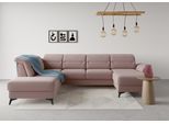 Wohnlandschaft SIT & MORE "Sinatra U-Form", lila (flieder), B:326cm H:85cm T:220cm, 90% Polyester, 10% Polyamid, Sofas, Wohnlandschaft, optional mit Kopfteilverstellung und Armteilfunktion, Metallfüße