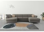 Wohnlandschaft SIT & MORE "Apulia U-Form", braun (schlamm), B:304cm H:78cm T:192cm, Webstoff (100% Polyester);Struktur weich (90% Polyester, 10% Polyamid);Luxus-Microfaser Euphoria (100% Polyester), Sofas, Wohnlandschaft, wahlweise Bettfunktion, Bettkasten und Kopf- und Armteilverstellung