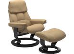 Relaxsessel STRESSLESS "Ruby", beige (sand paloma), B:79cm H:98cm T:76cm, Leder BATICK: BATICK ist ein leicht korrigiertes, durchgefärbtes und genarbtes Möbelleder, bei dem die meisten Unebenheiten und Spuren in der Regel entfernt wurden.;Leder PALOMA: PALOMA ist ein durchgefärbtes Semianilin-Möbelleder mit natürlicher Narbung., Sessel, Relaxsessel, mit Classic Base, Größe M, Gestell Eiche, Wenge,
