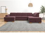 Wohnlandschaft HOME AFFAIRE "Dundee U-Form", lila (flieder), B:338cm H:86cm T:219cm, Flachgewebe (100% Polyester), Sofas, Wohnlandschaft, wahlweise mit Kopfteilverstellung und zusätzlich mit Bettfunktion