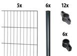 Einstabmattenzaun GARDEN 'N' MORE "mit Rundpfosten", grau (anthrazit), H:100cm L:10cm, Kunststoff, Stahl, Zaunelemente, 5 Elemente für 10 m, LxH: 200 x 103 cm, mit 6 Pfosten