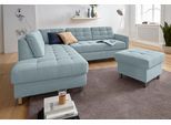 Ecksofa SIT & MORE "Picasso L-Form", blau (aqua), B:233cm H:80cm T:196cm, Struktur fein (100% Polyester), Sofas, Ecksofa, wahlweise mit Bettfunktion und Bettkasten