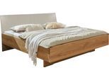 Futonbett WIEMANN "Cordoba", beige (bianco, eiche, champagner, bianco, eiche), B:189cm H:97cm L:208cm, Betten, Futonbett, Absetzungen in Riffholz Polsterkopfteil in Kunstleder Champagner