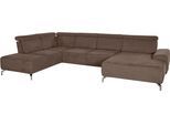 Wohnlandschaft SIT & MORE "Gizeh U-Form", braun (chocco), B:340cm T:230cm, Sofas, Wohnlandschaft, 12 cm Fußhöhe, inklusive Sitztiefenverstellung und Kopfteilverstellung