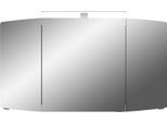 Spiegelschrank SAPHIR "Cassca Sprint Badschrank, 3 Spiegeltüren, 6 Einlegeböden, 120 cm breit", braun (riviera eiche quer nachbildung), B:120cm H:67cm T:17cm, Holzwerkstoff, Schränke, Spiegelschrank, inkl. LED-Beleuchtung, Türdämpfer, Schalter-/Steckdosenkombination