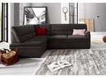 Ecksofa SIT & MORE "Pisa L-Form", schwarz, B:245cm H:89cm T:161cm, NaturLEDER (echtes Rindsleder), Korpus in Kunstleder SOFTLUX;Luxus-Microfaser (90% Polyester, 10% Polyamid);Struktur (100% Polyester);Luxus-Microfaser ALTARA NUBUCK (100% Polyester), Sofas, Ecksofa, mit Federkern, wahlweise mit Bettfunktion