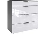 Schubkastenkommode WIMEX "level36 D by fresh to go", grau (korpus graphit, front lack weiß), B:81cm H:84cm T:41cm, Holzwerkstoff, Sideboards, mit soft-close Funktion und Lackfronten, 4 Schubladen, Kommode hoch