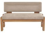 Polsterbank K+W KOMFORT & WOHNEN, beige (sand 35, balkeneiche natur), B:181cm H:90cm T:63cm, Sitzbänke, Polsterbank, gepolsterte Stauraumbank, Massivholz, in 2 Breiten 161cm oder 181cm