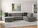 Wohnlandschaft SIT & MORE "Dundee U-Form", grau, B:338cm H:86cm T:219cm, Sofas, Wohnlandschaft, mit Federkern und Edelstahlfüßen, wahlweise mit Kopfteilverstellung