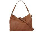 Umhängetasche SAMANTHA LOOK, Mädchen, Gr. B/H/T: 32cm x 25cm x 14cm onesize, braun (cognac), Leder, leicht glänzend, unifarben, Taschen Umhängetasche, echt Leder, Made in Italy