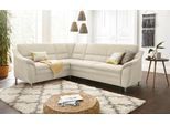 Ecksofa SIT & MORE "Cardoso L-Form", beige (creme), B:249cm H:90cm T:209cm, Flachgewebe (100% Polyester), Struktur (100% Polyester), Luxus-Microfaser (90% Polyester, 10% Polyamid), Sofas, mit Federkern, wahlweise mit Bettfunktion und Schubkasten