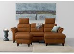 Ecksofa SIT & MORE "Mellum L-Form", braun (haselnuss), B:250cm H:87cm T:163cm, 100% Polyester, Sofas, Ecksofa, Federkern, wahlweise mit Bettfunktion, Bettkasten und Armteilfunktion