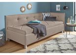 Polsterliege MAINTAL, grau (taupe), B:99cm L:210cm, Komplettbetten, mit Seiten- und Rückenteil