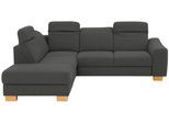 Ecksofa HOME AFFAIRE "Dundee L-Form", grau (anthrazit), B:263cm H:86cm T:219cm, Struktur fein (100% Polyester), Sofas, Ecksofa, wahlweise mit Kopfteilverstellung und zusätzlich mit Bettfunktion