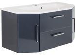 Waschtisch OPTIFIT "Ava", grau (anthrazit glanz), B:110,5cm H:50cm T:46cm, Holzwerkstoff, Waschtische, Waschtisch, Breite 110 cm, mit Mineralgussbecken