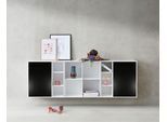 Sideboard HAMMEL FURNITURE "Mistral Kubus", schwarz-weiß (weiß, schwarz), B:207cm H:69cm T:32,5cm, Holzwerkstoff, Massivholz, Sideboards, Sideboard, Kombination aus 3 Modulen, 2 Türen, Wandmontage/stehend, Breite: 207cm