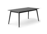 Esstisch HAMMEL FURNITURE "Meza Designtisch mit Auszugsfunktion und 2 Einlegeplatten", schwarz (schwarz, schwarz, schwarz), B:165cm H:74cm T:90cm, Tischplatte: Schwarzes nanobehandeltes Fenix-Laminat (schwarzer Rand), Gestell: Massive Esche. Mit nanobehandeltem Laminat, einer matten, seidigen Oberfläche, die Fingerabdrücke abweist und langlebig und hygienisch ist., Tische, Esstisch, bootsförmige T