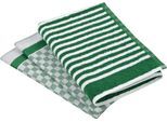 ROSS Geschirrtuch »Exclusiv«, (Set, 3 tlg.), 1x Küchen-Frottiertuch (Streifen) und 2 Geschirrtücher (Karodesign)