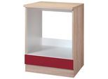 Herdumbauschrank WIHO KÜCHEN "Montana", rot (front: burgund, korpus und arbeitsplatte: sonoma eiche), B:60cm H:85cm T:60cm, Schränke, Herdumbauschrank, 60 cm breit