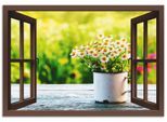 Artland Wandbild »Fensterblick Garten mit Gänseblümchen«, Blumen, (1 St.), als Alubild, Outdoorbild, Leinwandbild in verschied. Grössen