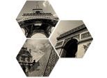 Wall-Art Mehrteilige Bilder »Impression Paris Stadt Collage«, Tiere, (Set, 3 St.), Holzposter modern