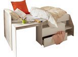 Parisot Hochbett »Milky« mit kleiner Arbeitsfläche und kleiner Kommode, extra Stauraum