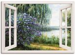 Artland Wandbild »Hortensien am See«, Fensterblick, (1 St.), als Leinwandbild, Poster, Wandaufkleber in verschied. Grössen