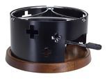 NOUVEL Fondue "CH-Kreuz", schwarz, H:11cm Ø:23cm, Fondues, Akazienholz aus China, Fondue
