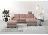 Ecksofa HOME AFFAIRE "Summer L-Form", rosa (altrosa), B:249cm H:91cm T:164cm, 95% Polyester, 5% Polyamid, Sofas, Ecksofa, mit Recamiere, mit oder ohne Bettfunktion und Bettkasten, Cord-Bezug