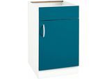 Spülenschrank WIHO KÜCHEN "Flexi", blau (front: ozeanblau, korpus: weiß), B:50cm H:82cm T:57cm, Schränke, Spülenschrank, Breite 50 cm