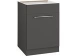 Spülenschrank WIHO KÜCHEN "Unna", grau (front und korpus: anthrazit), B:60cm H:82cm T:57cm, Schränke, Spülenschrank, 60 cm breit, ohne Arbeitsplatte