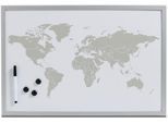Magnettafel ZELLER PRESENT "World", grau, B:60cm H:40cm T:1,4cm, Weichpappe, magnetisches Feinblech, Tafeln, Magnettafel, Memoboard, Motiv Weltkarte