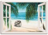 Artland Wandbild »Fensterblick - Karibik«, Fensterblick, (1 St.), als Leinwandbild, Wandaufkleber in verschied. Grössen