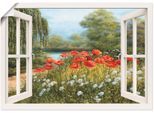 Artland Wandbild »Fensterblick Mohnwiese«, Fensterblick, (1 St.), als Leinwandbild, Poster in verschied. Grössen