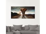 Artland Glasbild »Ein Elefant läuft auf der Strasse«, Wildtiere, (1 St.), in verschiedenen Grössen