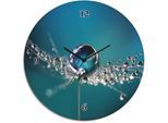 Artland Wanduhr »Glasuhr rund Pusteblume Tautropfen blau«, wahlweise mit Quarz- oder Funkuhrwerk, lautlos ohne Tickgeräusche