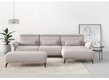 PLACES OF STYLE Ecksofa "Fjord L-Form" massiv, wahlweise mit Armlehnfunktion, Kopf- Sitztiefenverstellung