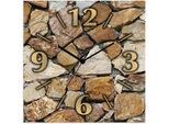 Wanduhr ARTLAND "Braune Steinwand", beige (natur), B:30cm H:30cm T:0,3cm, Wanduhren, Wanduhr, wahlweise mit Quarz- oder Funkuhrwerk, lautlos ohne Tickgeräusche