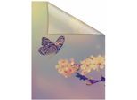 LICHTBLICK ORIGINAL Fensterfolie »Schmetterling Blüte«, 1 St., blickdicht, strukturiertKlebepunkte, selbstklebend, Sichtschutz