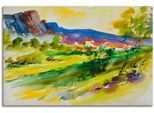 Artland Wandbild »Landschaft und Wohnhäuser«, Wiesen & Bäume, (1 St.), als Leinwandbild, Poster in verschied. Grössen