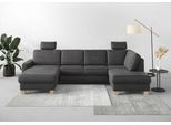 Home affaire Wohnlandschaft »Summer U-Form« mit oder ohne Bettfunktion und Bettkasten, Cord-Bezug