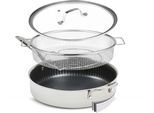 MediaShop Bratpfanne »Titan Pan«, Edelstahl, (Set, 4 tlg.), Edelstahlmatrix+diamantver. Anti-Haft-Versiegelung, Ø24 cm, Induktion